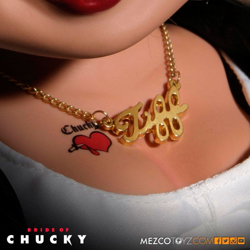 Figurine Tiffany Bride of Chucky articulée de 38cm vue de face avec détails précis