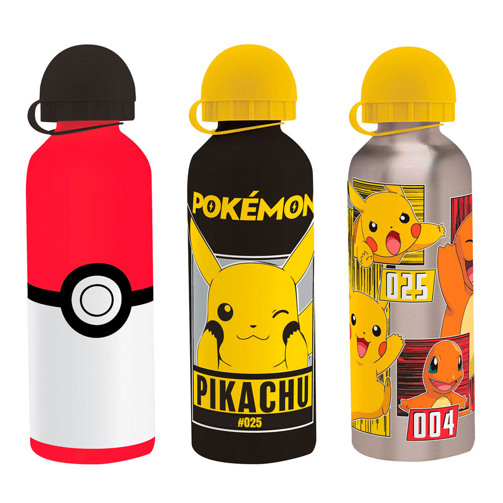 Gourde Pokémon en aluminium de 500ml avec design coloré pour enfants