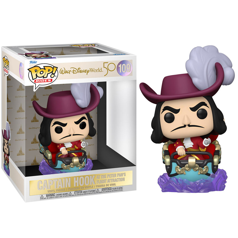 Figurine POP FUNKO Captain Hook de face, édition Disney World 50e anniversaire avec détails colorés