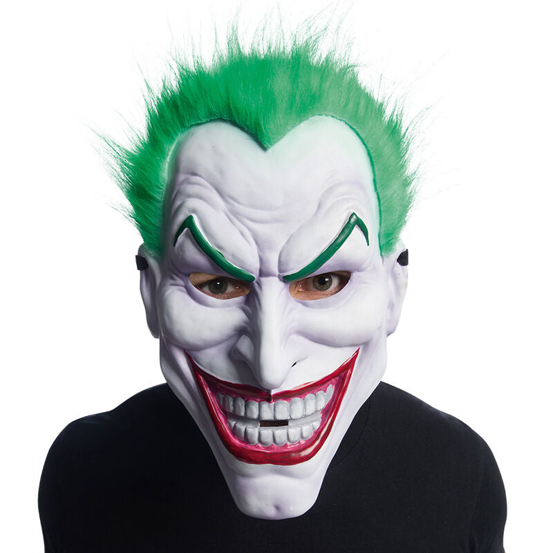 Masque adulte Joker DC Comics RUBIES avec détails réalistes et couleurs vives, parfait pour cosplay et déguisements.