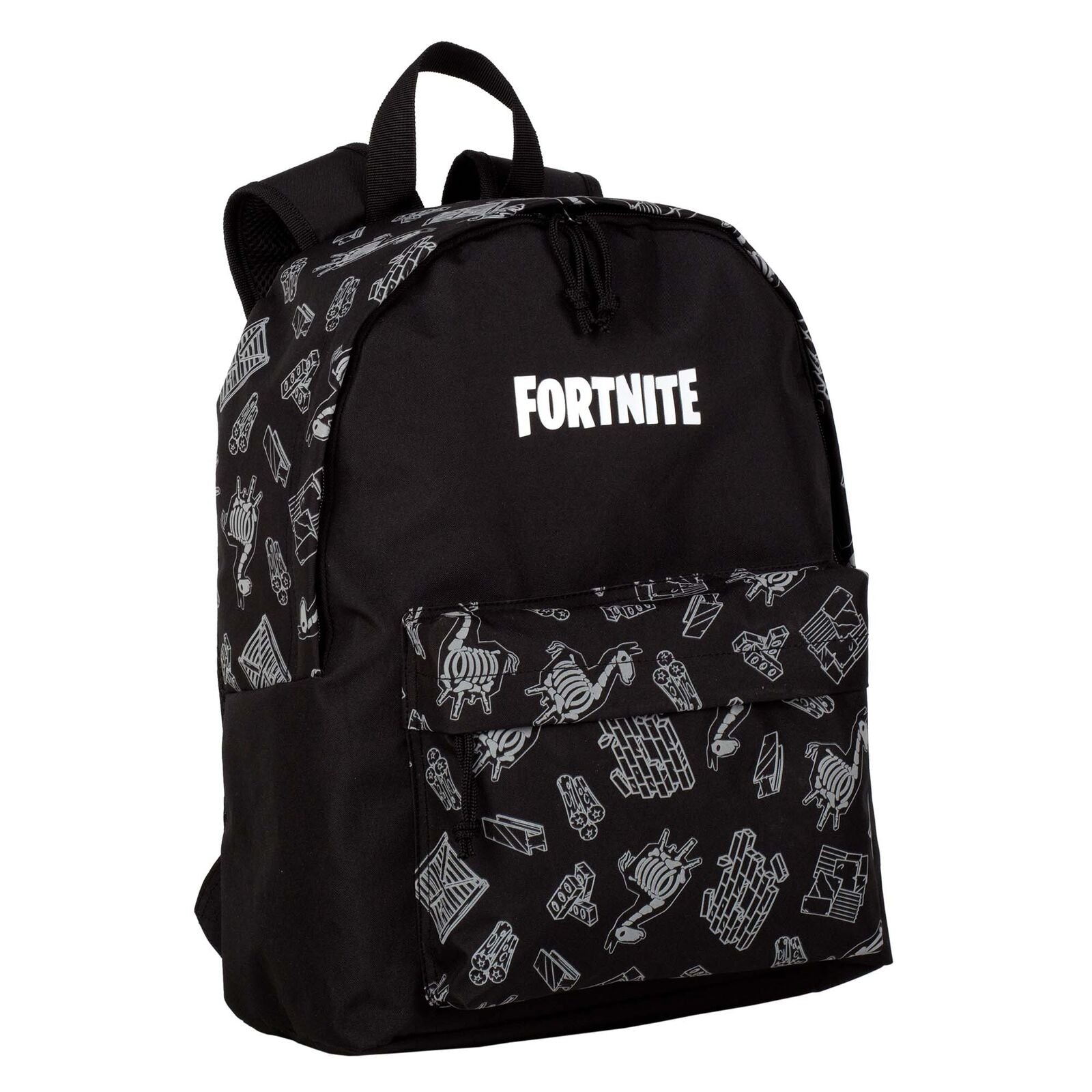 Sac à dos Fortnite Dark Black 41 cm de face montrant le design noir avec motif réfléchissant et logo TOYBAGS