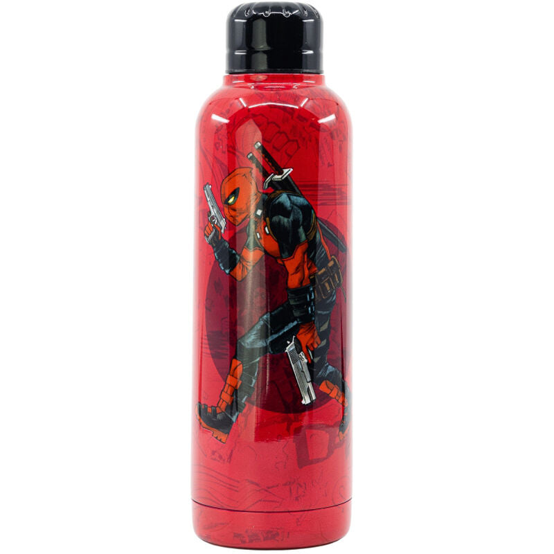 Bouteille thermique Marvel Deadpool en acier inoxydable 515ml vue de face avec logo coloré