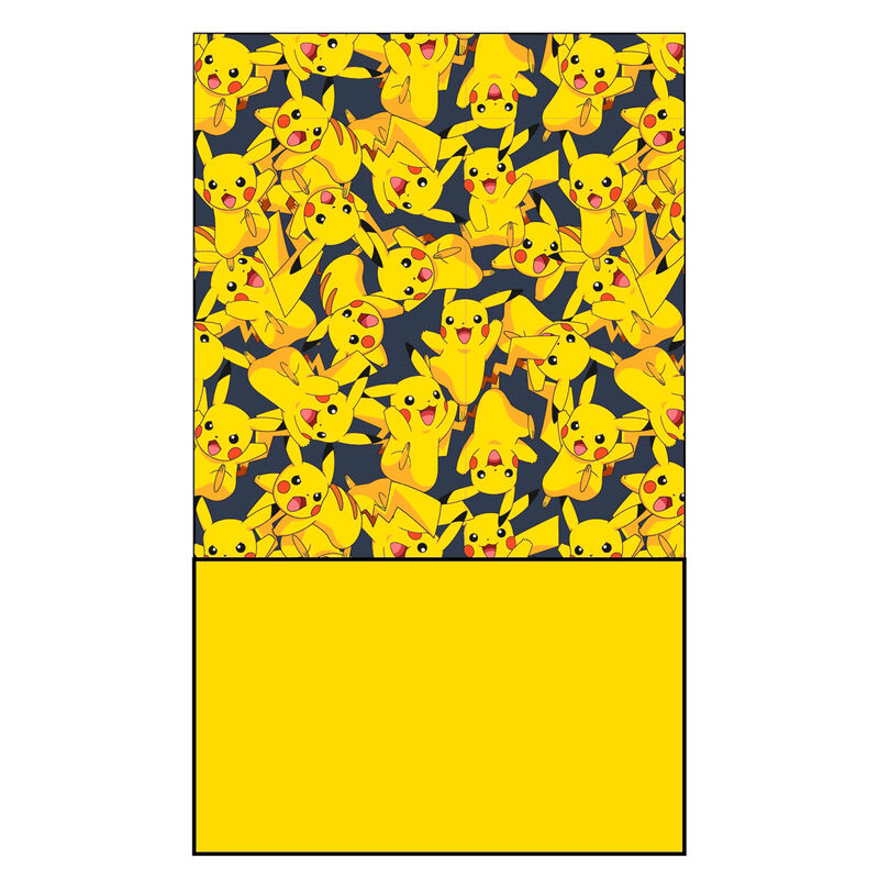 Snood Pikachu Pokémon officiel Nintendo en tissu jaune avec visage de Pikachu brodé, présenté sur fond blanc.