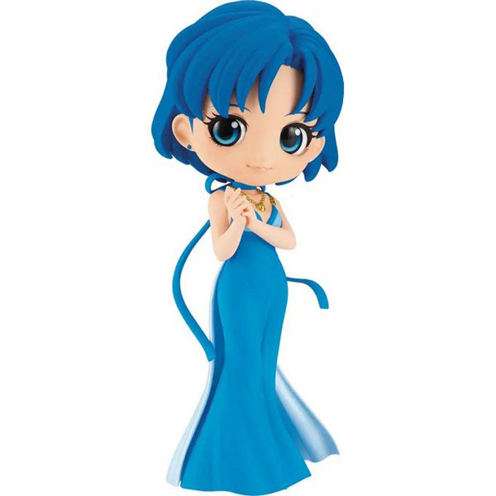 Figurine Sailor Moon Princess Mercury Q Posket 14cm vue de face avec détails précis