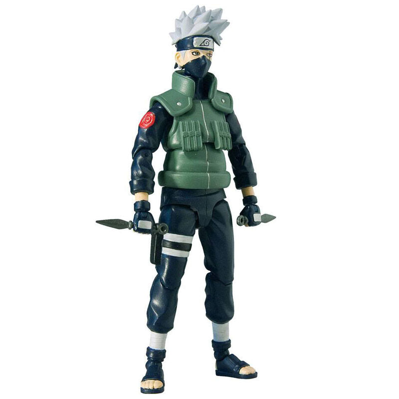 Figurine articulée Kakashi Hatake de Naruto Shippuden vue de face avec ses accessoires