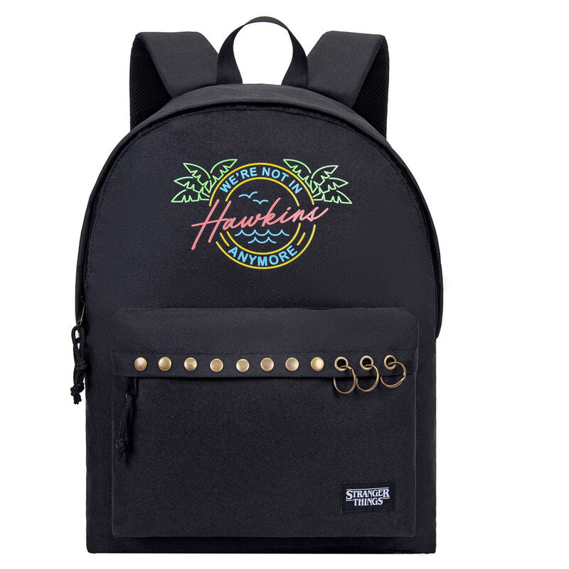 Sac à dos Stranger Things Hawkins Neon 43 cm avec dos rembourré et deux poches, design officiel NETFLIX.