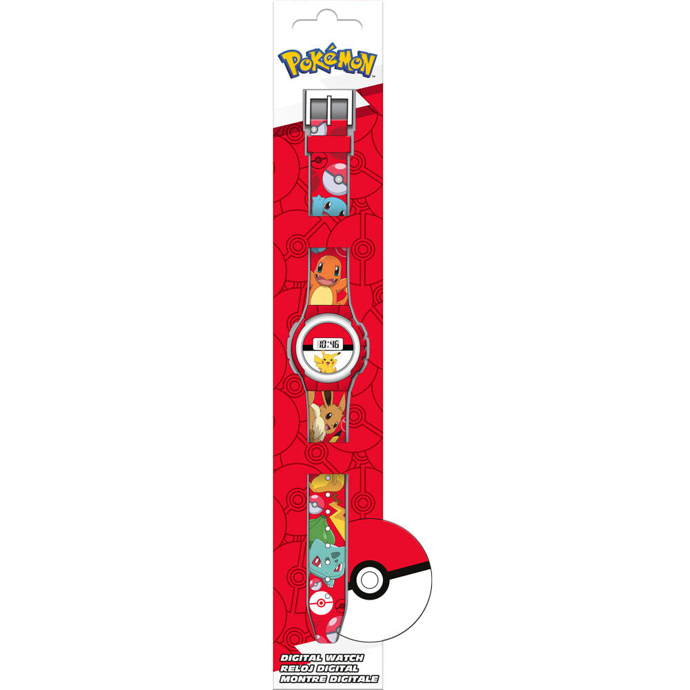 Montre digitale Pokémon KIDS LICENSING vue de face avec écran numérique et design coloré