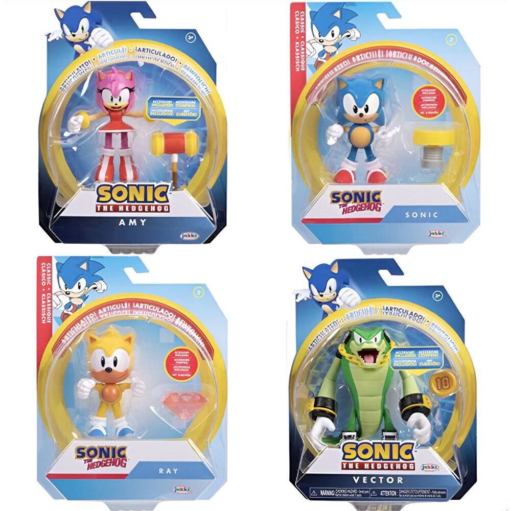 Figurine Sonic The Hedgehog articulée de 10 cm vue de face avec détails précis