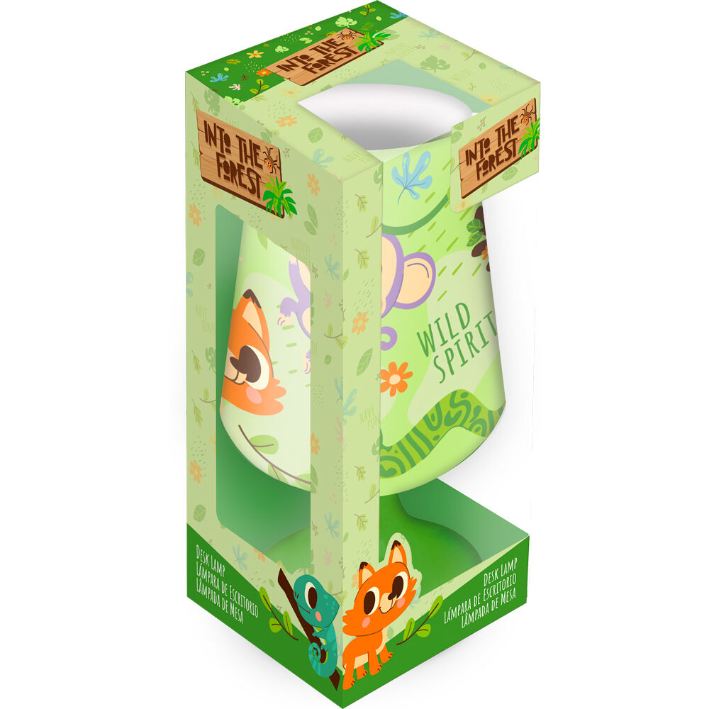 Lampe Into the Forest KIDS LICENSING vue de face avec design forestier et dimensions compactes 9x18cm