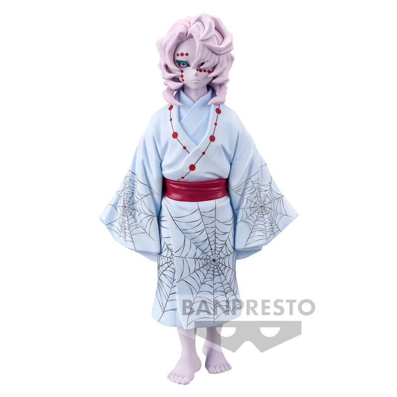 Figurine de Rui de Demon Slayer Kimetsu no Yaiba, 14 cm, réalisée par BANPRESTO, montrant les détails précis et la pose dynamique du personnage.