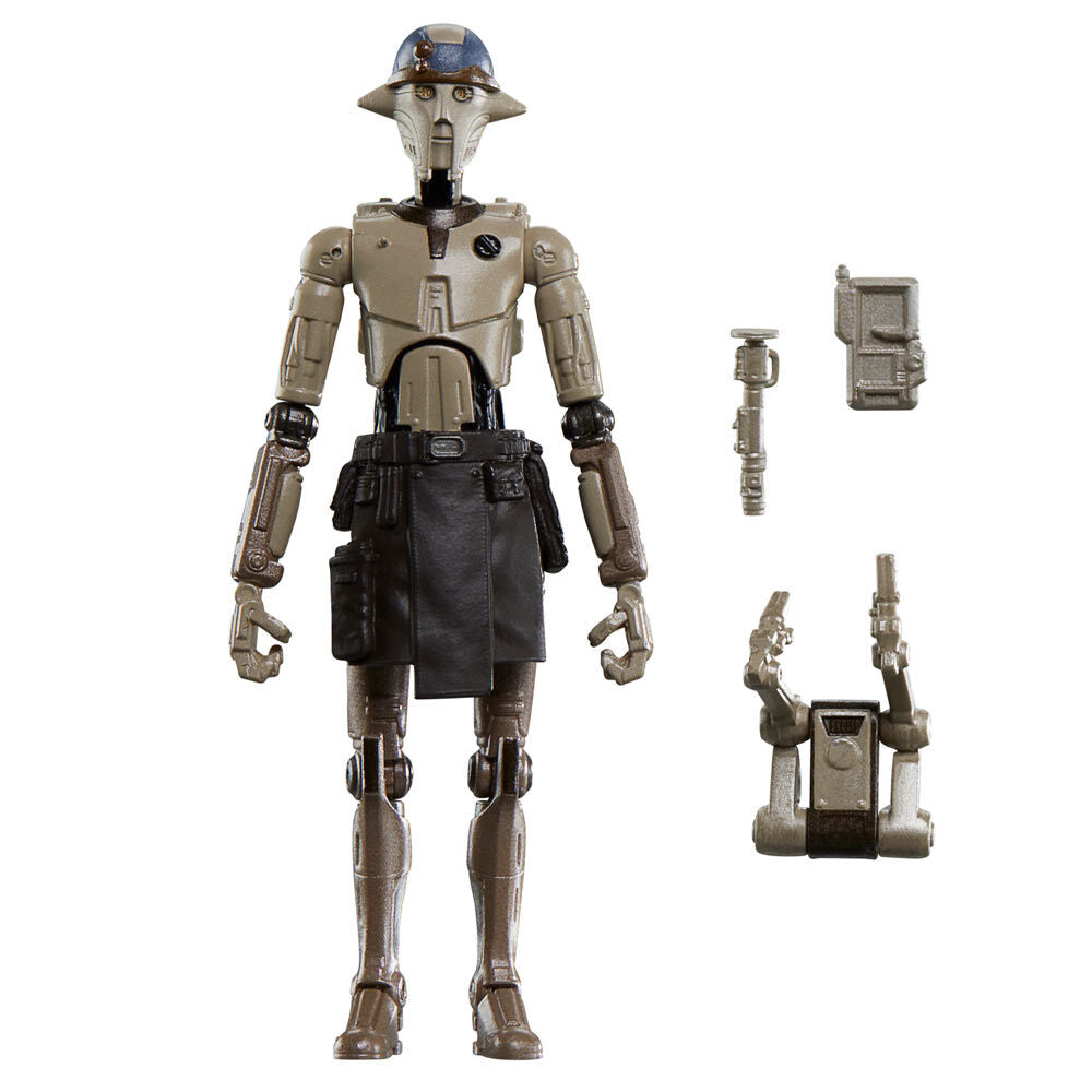 Figurine Star Wars Ahsoka Huyang de 9,5 cm vue de face avec accessoires
