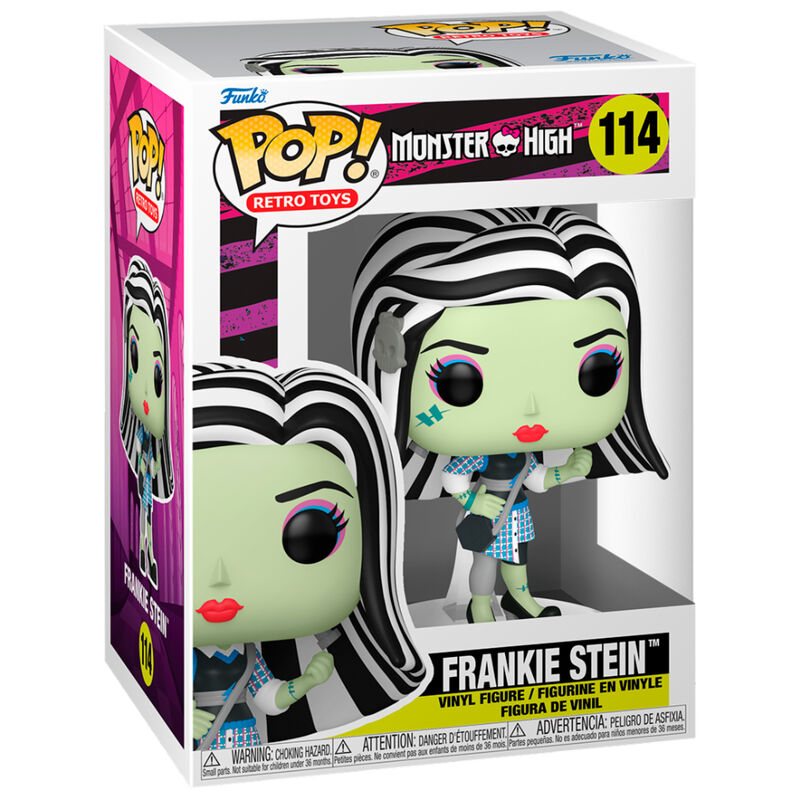 Figurine Funko POP Monster High Frankie de 9 cm en boîte vitrine transparente, vue de face