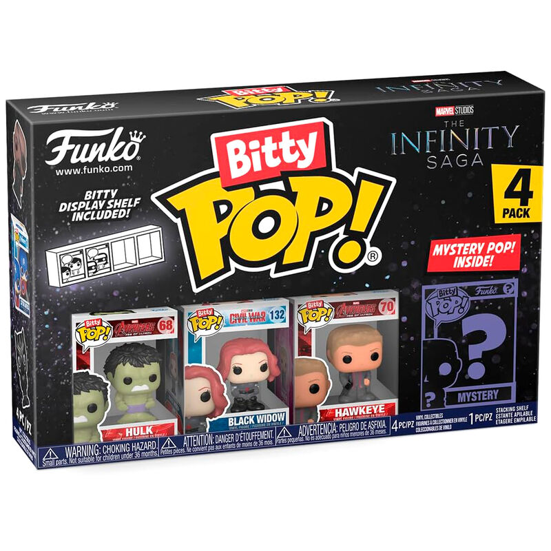 Blister de 4 figurines Bitty POP Marvel The Infinity Saga Hulk avec boîtiers en acrylique rigide