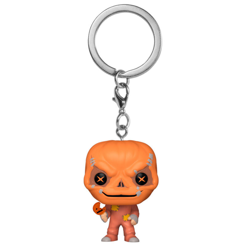 Porte-clés Pocket POP Trickr Treat Sam FUNKO avec figurine miniature et design coloré sur fond blanc.