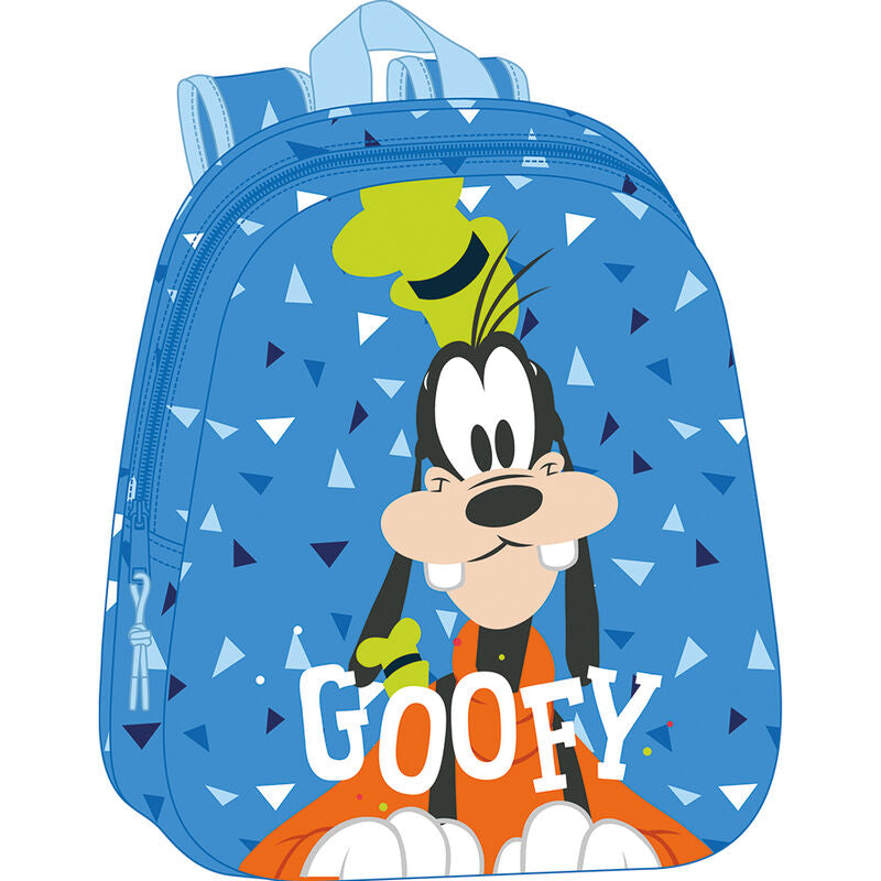 Sac à dos Disney Goofy 3D de 33 cm avec design thermoformé, poche latérale et bretelles rembourrées, idéal pour enfants.