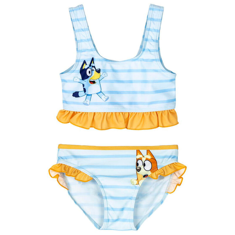 Vue avant du bikini Bluey CERDÁ pour enfants avec motifs colorés et design attrayant