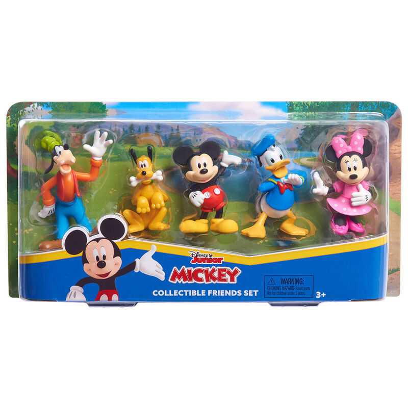 Pack de 5 figurines Disney Mickey Mouse de la marque JUST PLAY, présenté sur fond blanc