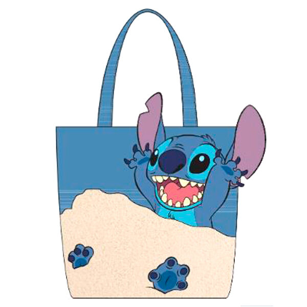 Sac tote bag Stitch Disney Lilo & Stitch avec illustration colorée, idéal pour la plage
