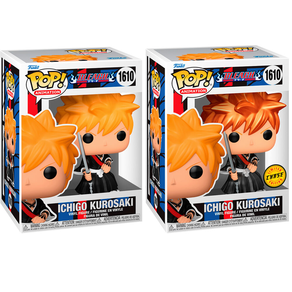 Figurine Funko POP Ichigo Kurosaki en vinyle de 9 cm vue de face avec détails précis des vêtements