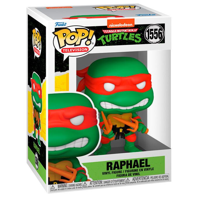 Figurine Funko POP de Raphael des Tortues Ninja en vinyle 9 cm avec son bandeau rouge et son arme saisie