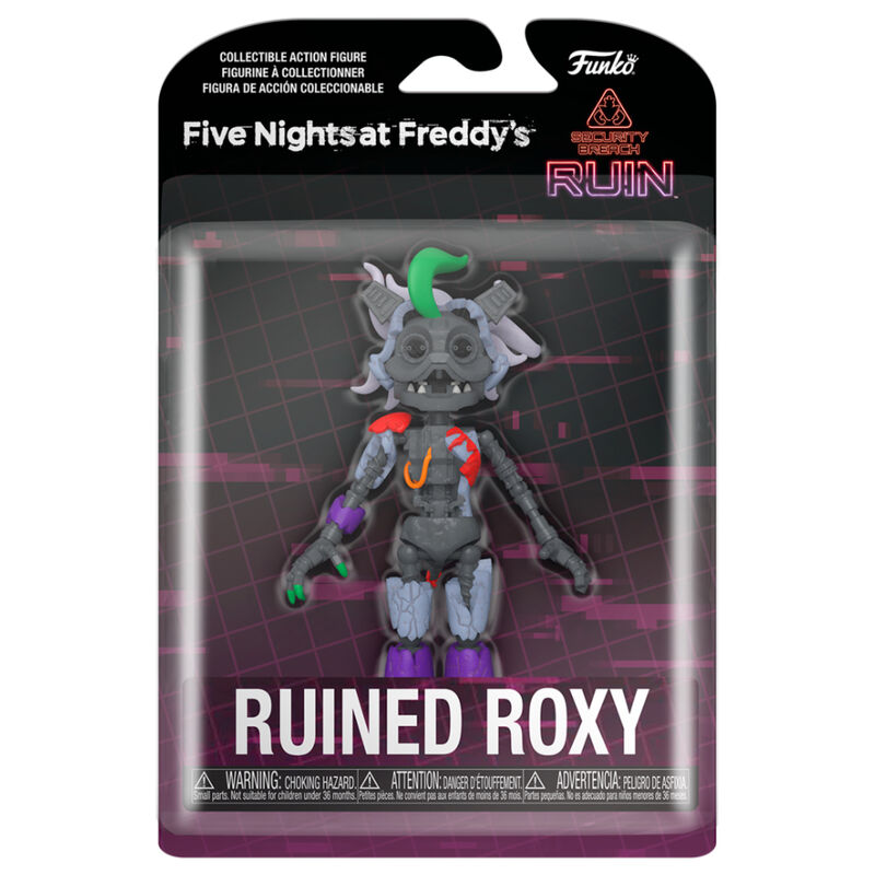Figurine Roxy de Five Nights at Freddy's de 12 cm vue de face, éditée par FUNKO, avec détails précis et couleurs vives.