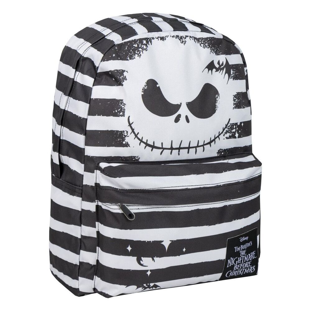 Sac à dos casual Disney Nightmare Before Christmas avec visage de Jack Skellington imprimé sur le devant