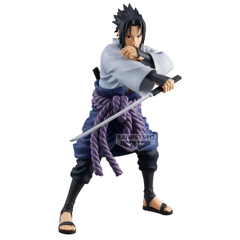Figurine Grandista Uchiha Sasuke de 24cm en pose dynamique avec Sharingan activé