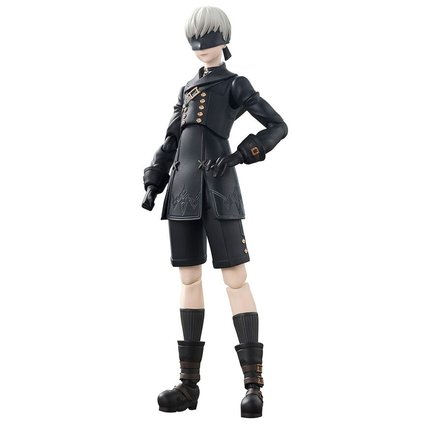 Figurine articulée 9S de Nier Automata vue de face avec accessoires détachés