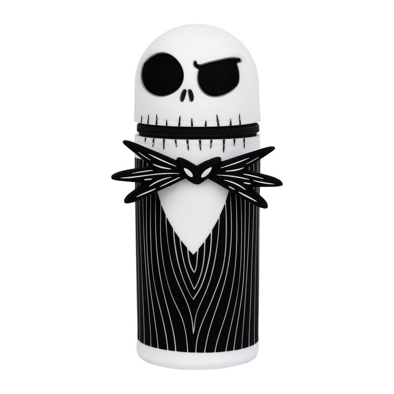 Vue de face de la trousse 3D Nightmare Before Christmas en silicone avec fermeture éclair noire