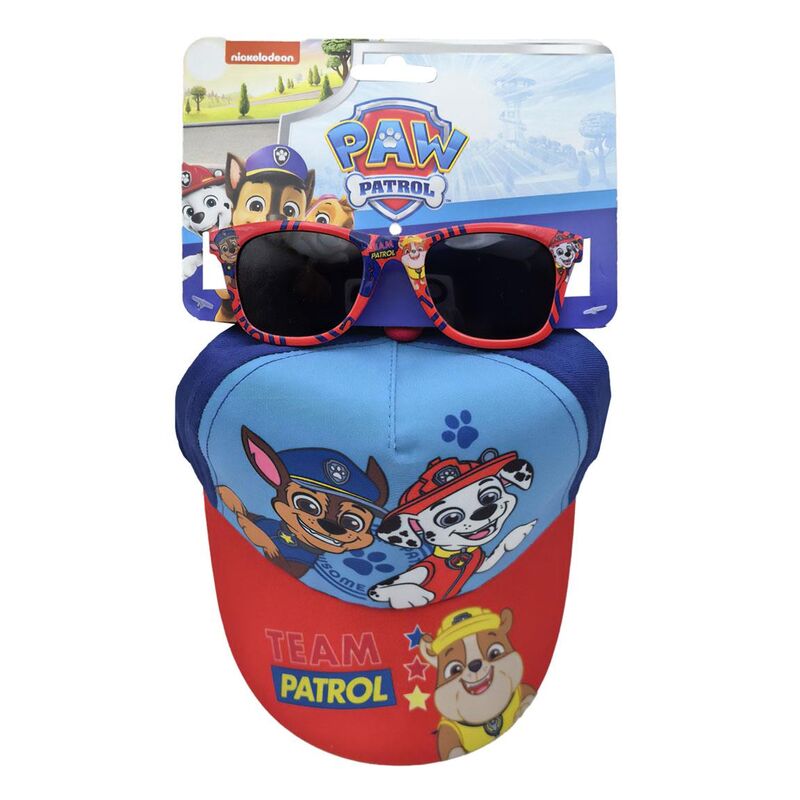 Set casquette et lunettes de soleil Pat'Patrouille CERDÁ taille 53cm, design coloré avec personnages de la série.