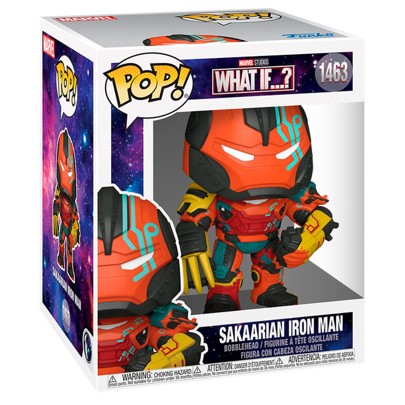 Figurine Funko POP Iron Man Sakaarian de 15 cm issue de la série Marvel What IF avec détails précis et couleurs vives