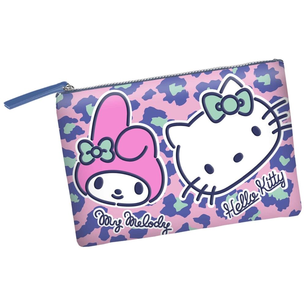 Trousse de toilette Hello Kitty Safari KARACTERMANIA avec fermeture éclair et doublure intérieure, dimensions 22,5x30,5x2cm, parfaite pour produits de plage.