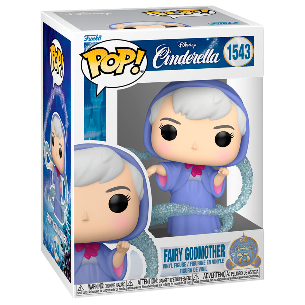 Figurine Funko POP de la Bonne Fée de Cendrillon Disney en vinyle de 9 cm avec détails colorés et boîte cadeau.