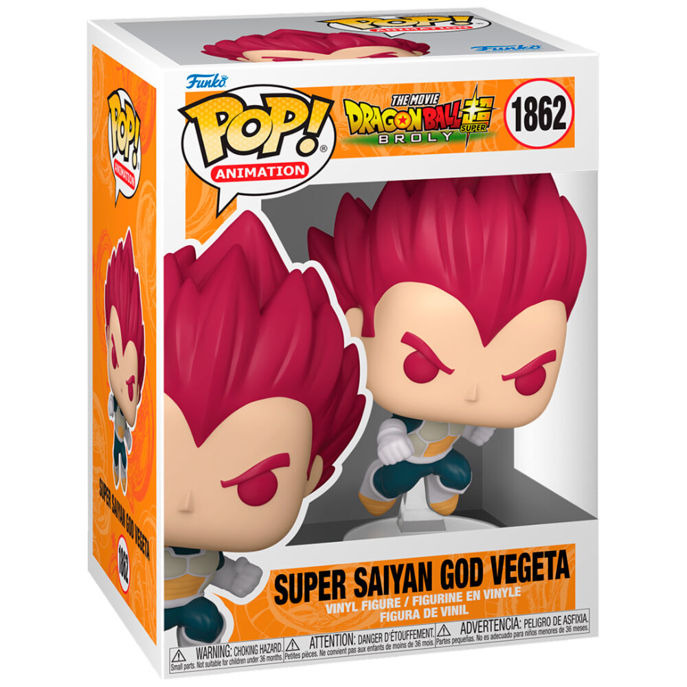 Figurine Funko POP Vegeta Super Saiyan God de 9 cm, issue du film Dragon Ball Super Broly, en vinyle avec détails précis