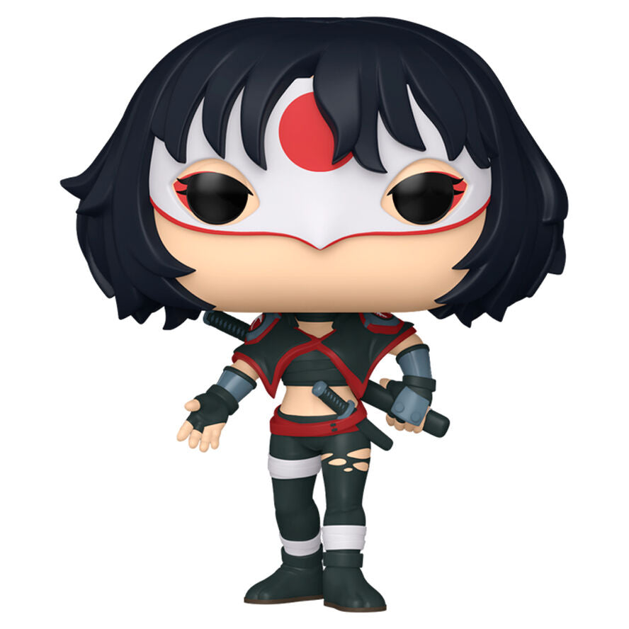 Figurine Funko POP Katana de Suicide Squad en vinyle, vue de face dans sa boîte cadeau officielle.