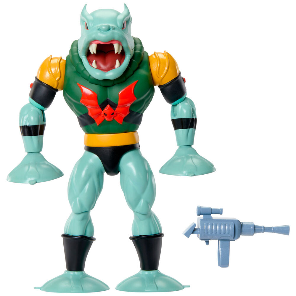 Figurine Leech Masters of the Universe Origins 14cm articulée avec accessoires, design vintage inspiré de la série He-Man.