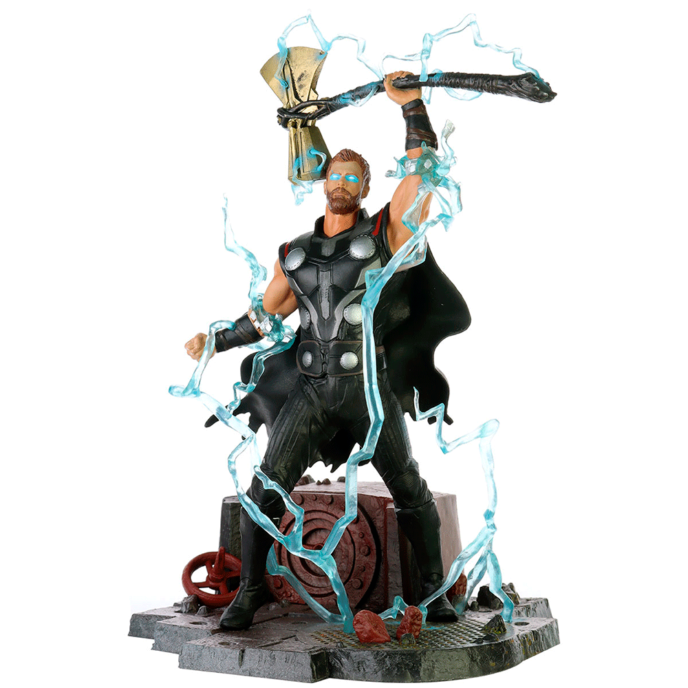 Figurine diorama Thor des Avengers Marvel, vue de face, haute qualité, 23 cm, signée DIAMOND SELECT