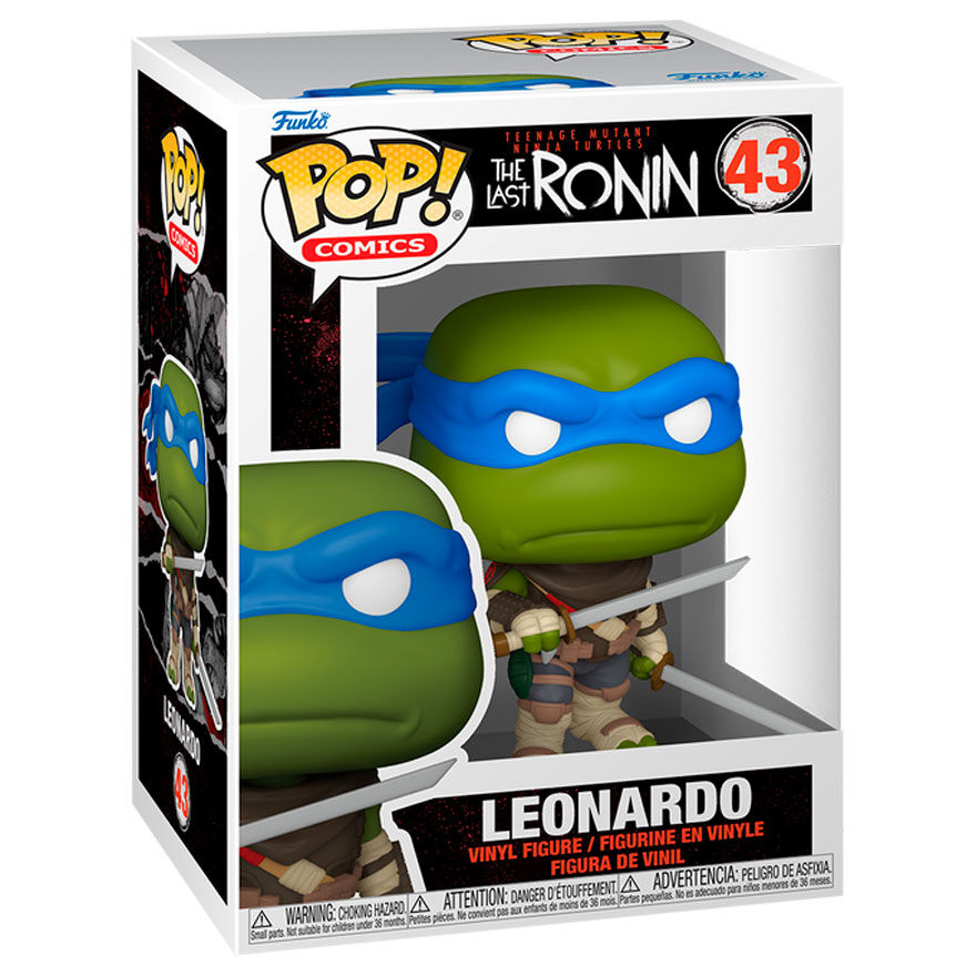 Figurine Funko POP de Leonardo des Ninja Turtles The Last Ronin en vinyle de 9 cm dans sa boîte cadeau.