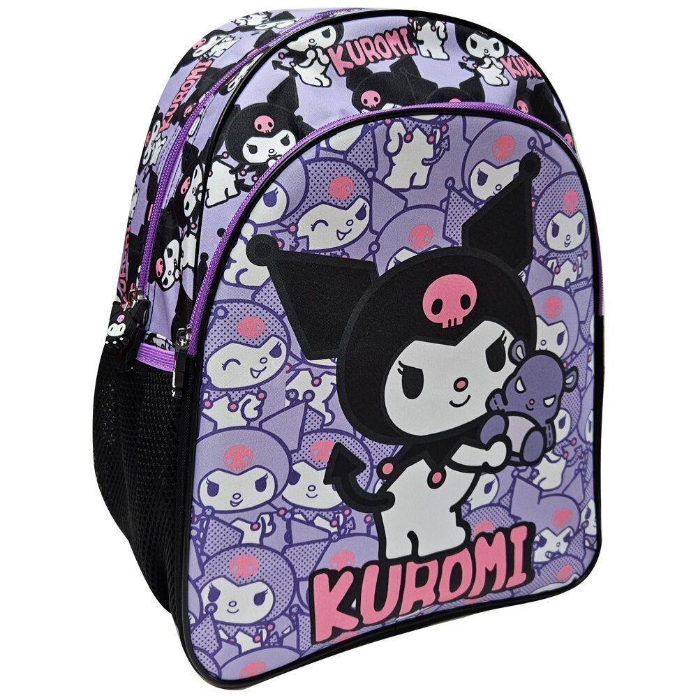 Sac à dos Hello Kitty Kuromi MANENTI 40cm en vue frontale avec design coloré et bretelles réglables.