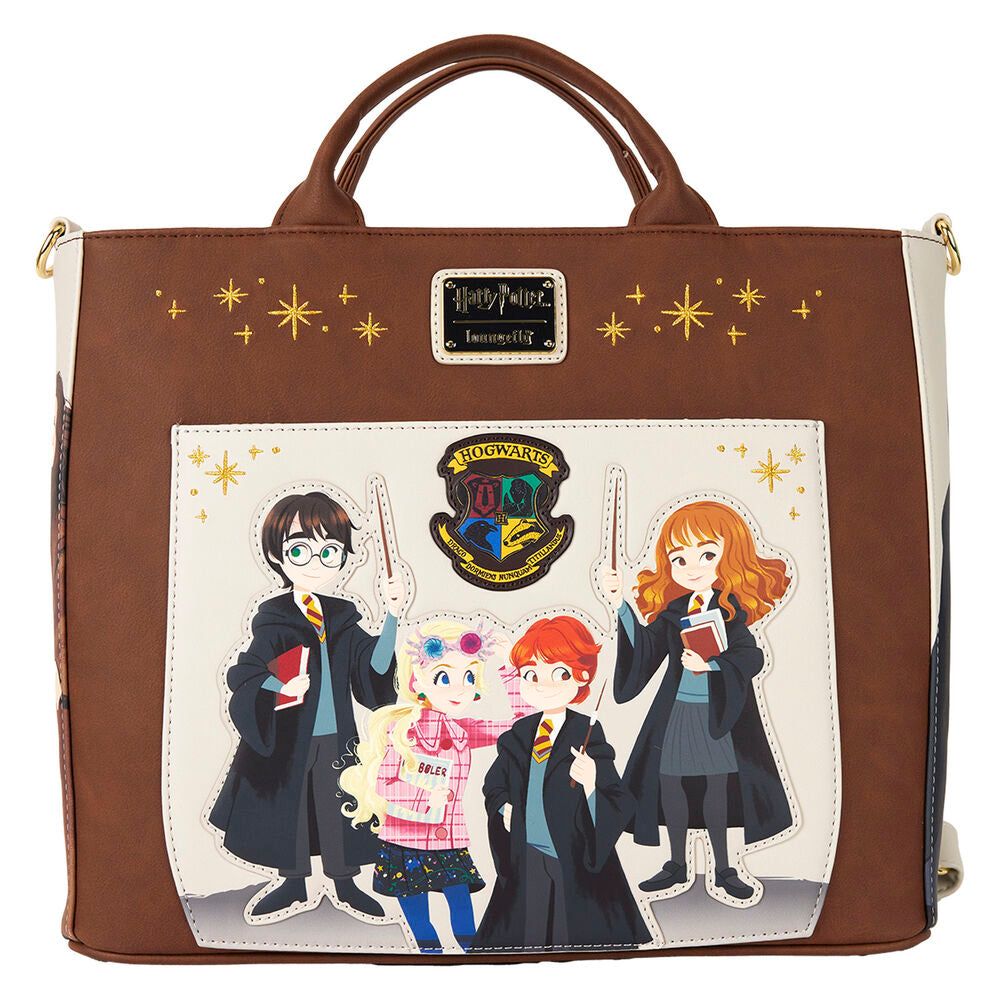 Vue avant du sac Loungefly Harry Potter Spring avec motifs printaniers colorés