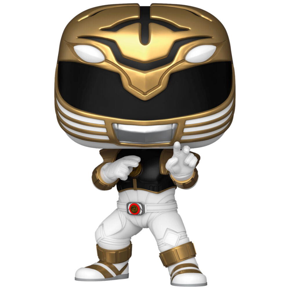 Figurine Funko POP White Ranger des Mighty Morphin Power Rangers en vinyle de 9 cm présentée dans sa boîte cadeau.