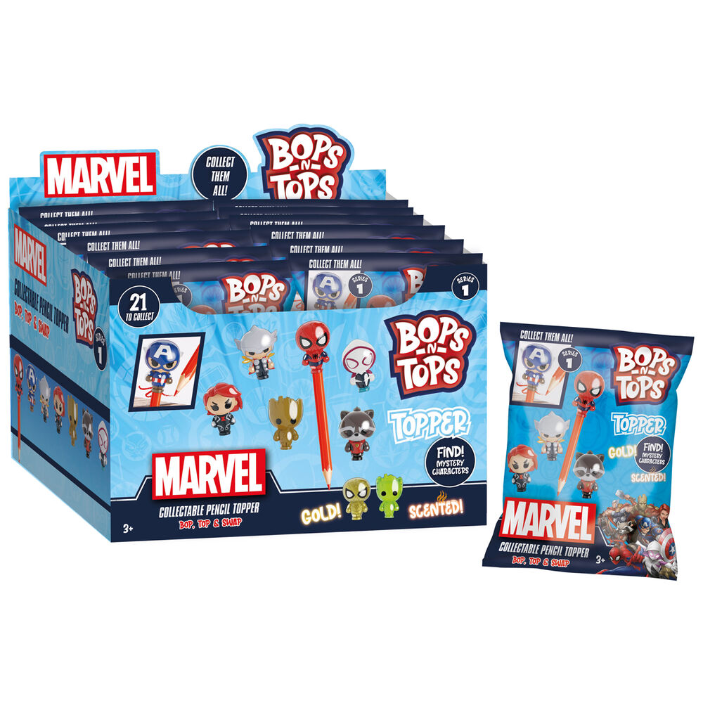 Enveloppe surprise avec topper 3D Marvel représentant un super-héros en action