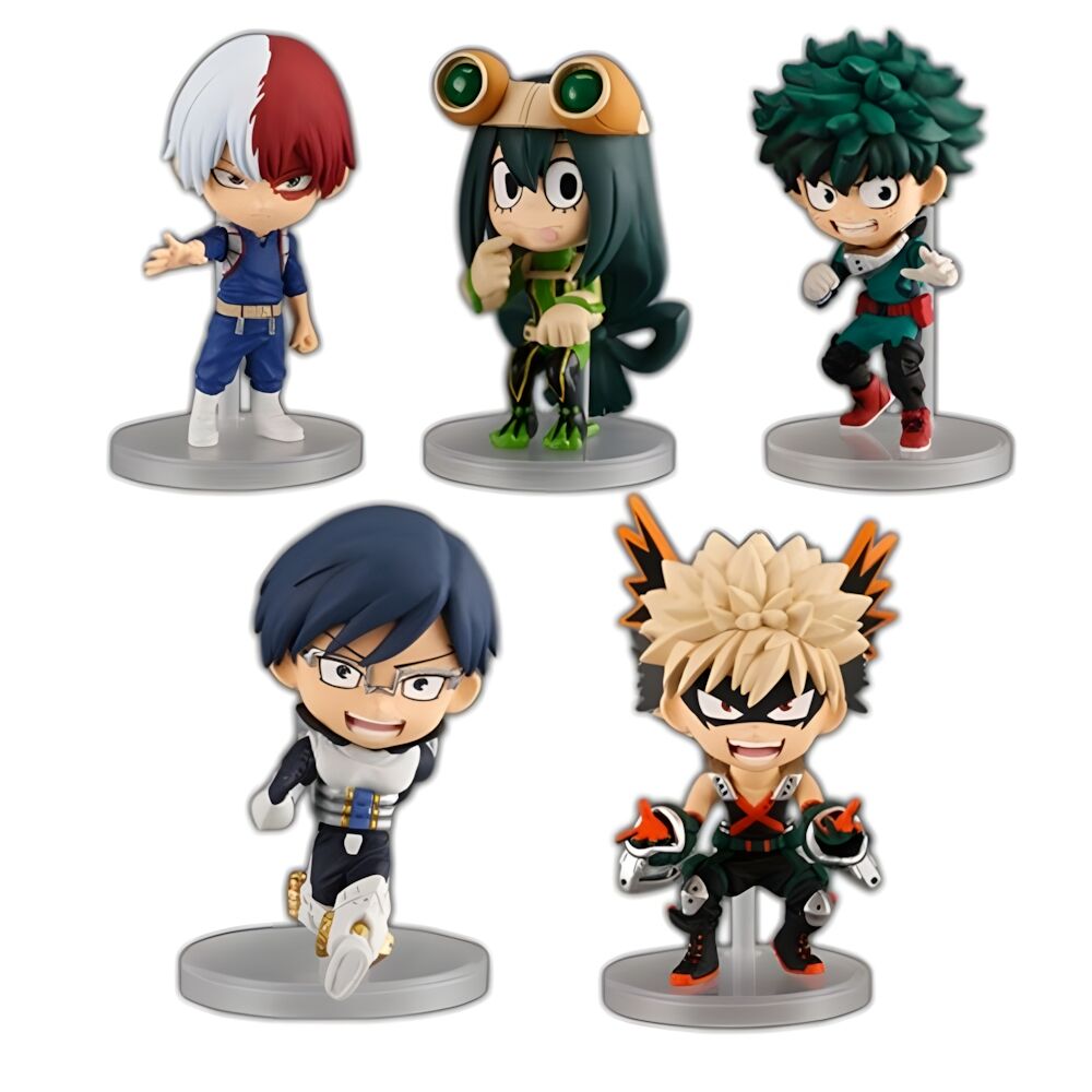 Figurine Chibimaster My Hero Academia de 10cm avec détails précis, fabriquée par BANDAI, présentée sur fond blanc.