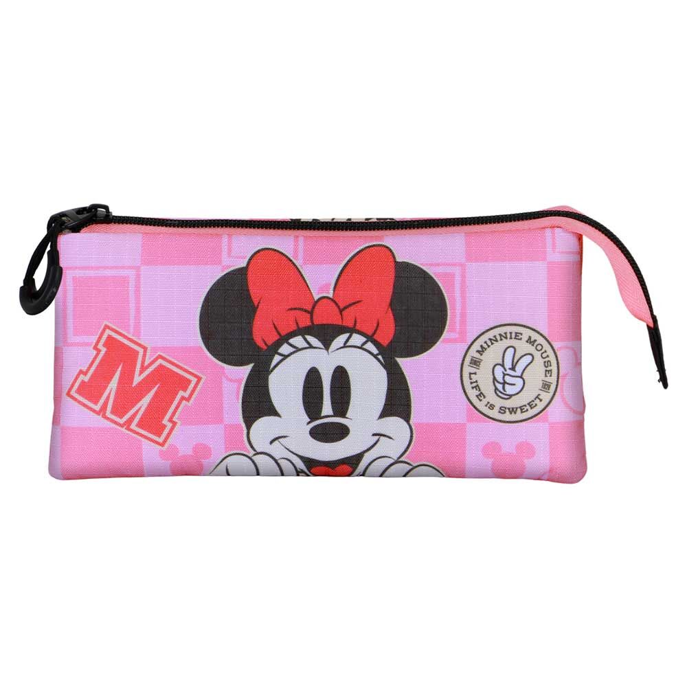 Vue de face de la trousse Minnie Disney KARACTERMANIA avec fermeture éclair et design coloré