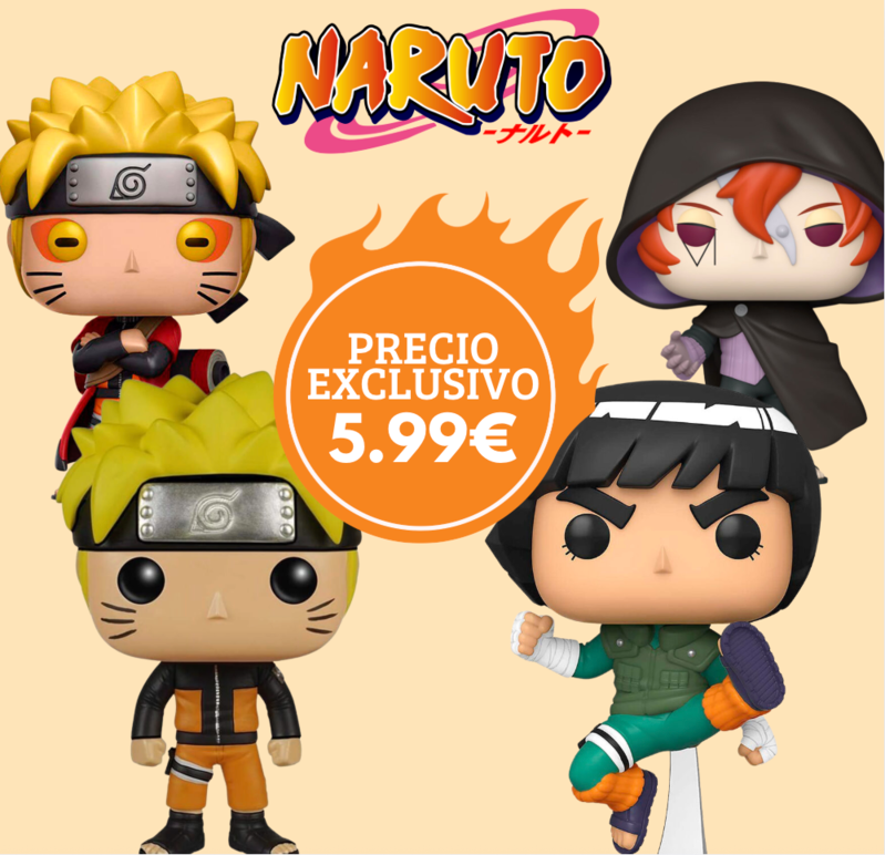 Pack Funko POP Naruto avec plusieurs figurines de personnages emblématiques de la série manga Naruto, présentées sur fond blanc.