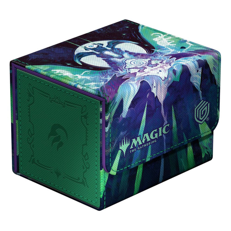 Boîte de deck Ultimate Guard Sidewinder 100+ Xenoskin ouverte avec des cartes Magic: The Gathering