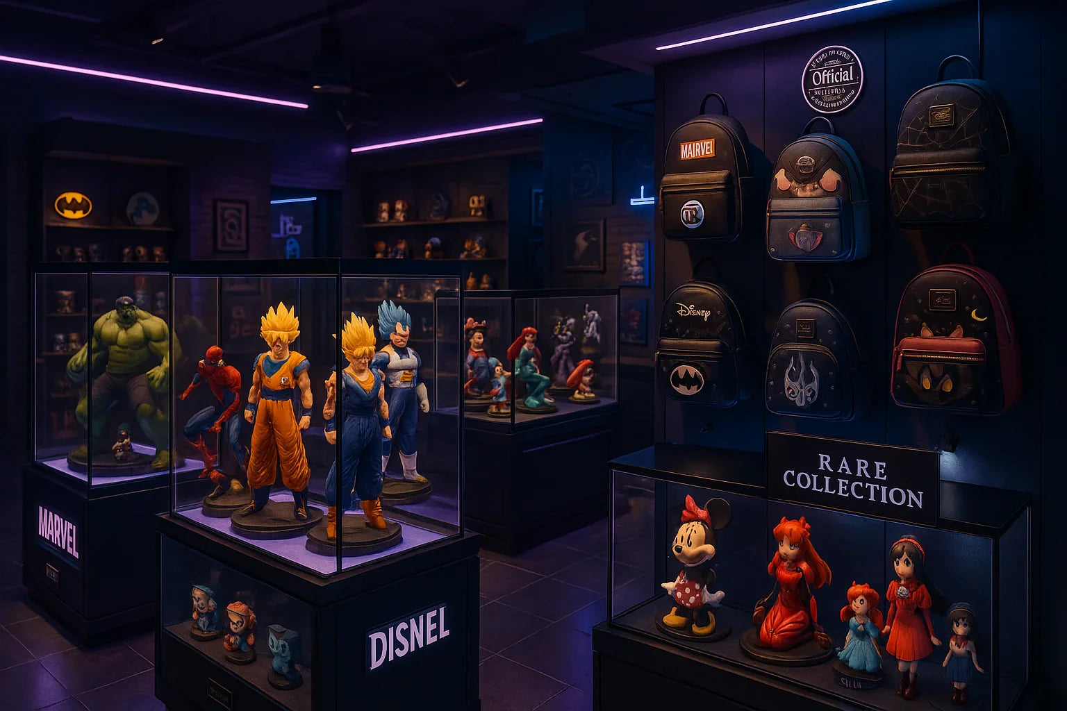 Collection pop culture et geek premium avec figurines collector, sacs officiels et accessoires univers geek
