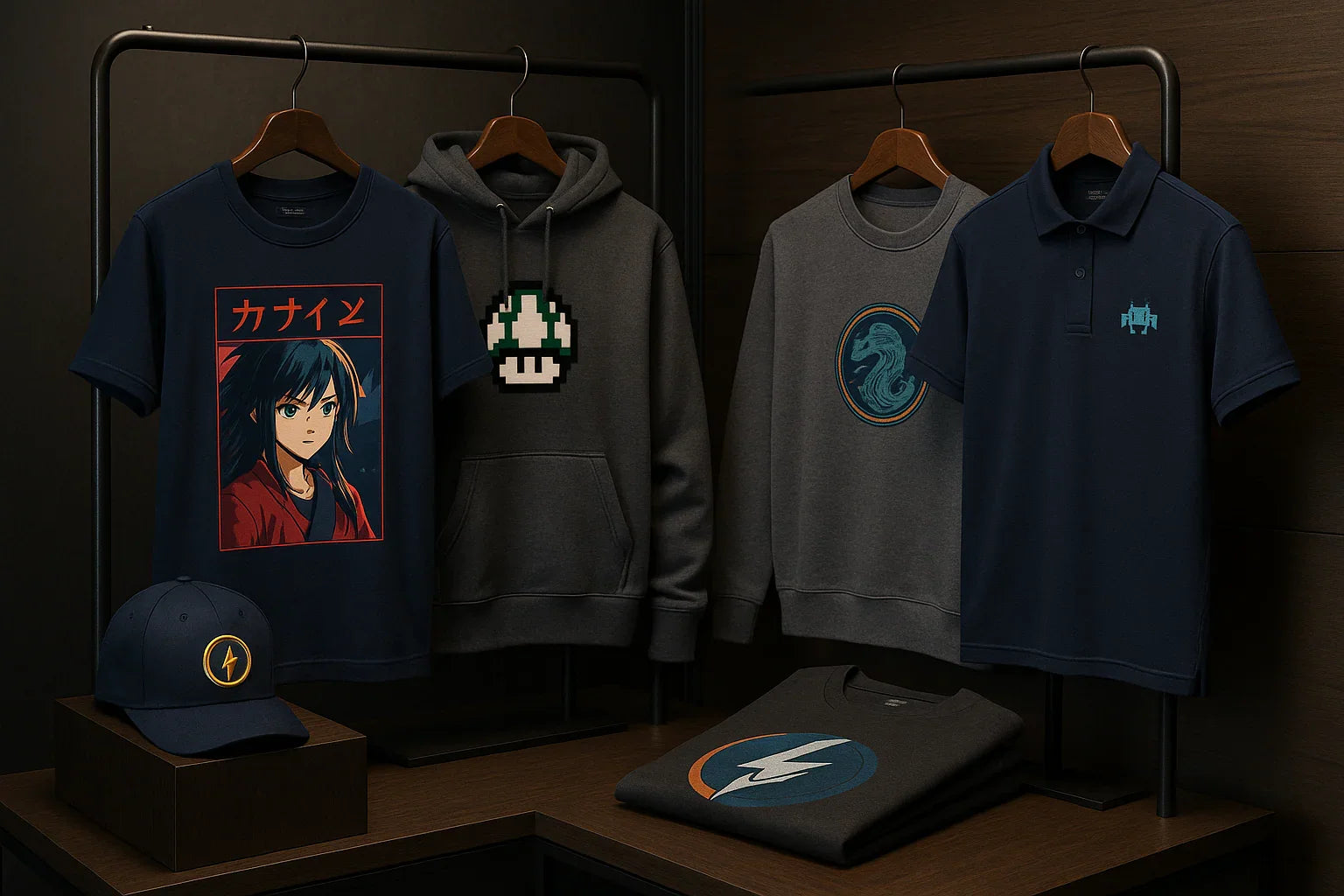 Collection vêtements premium CreaGeekMultivers alliant style, qualité et passion geek, créations originales personnalisées