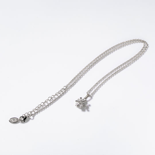 Parure Fleurs de Lumière Chogan en métal rhodié, vue d'ensemble sur fond blanc