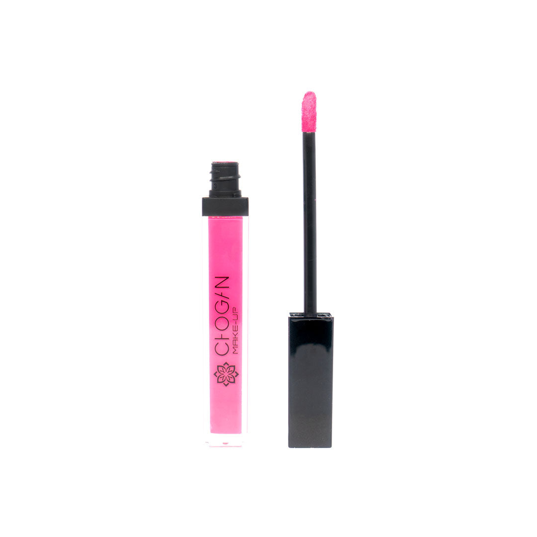 Rouge à lèvres liquide mat Chogan BOLD PINK, flacon et applicateur